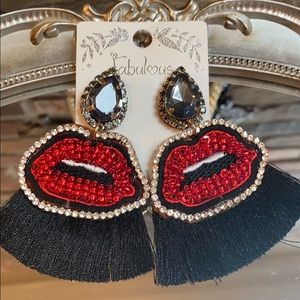 Rhinestone Lip Statement Earrings